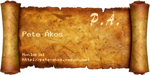 Pete Ákos névjegykártya