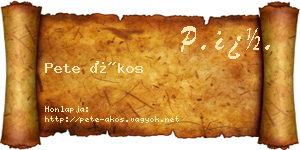 Pete Ákos névjegykártya